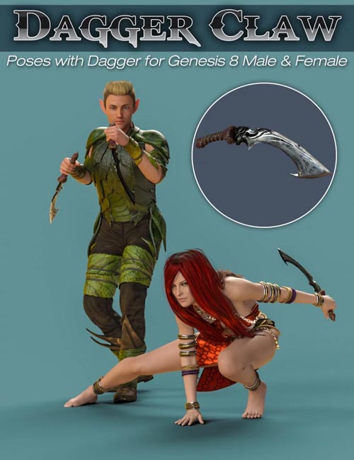 S3D Dagger Claw Prop and Poses for Genesis 8