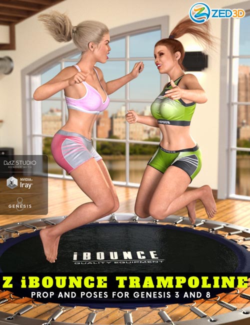Z iBounce Trampoline Prop and Poses for Genesis 3 and 8