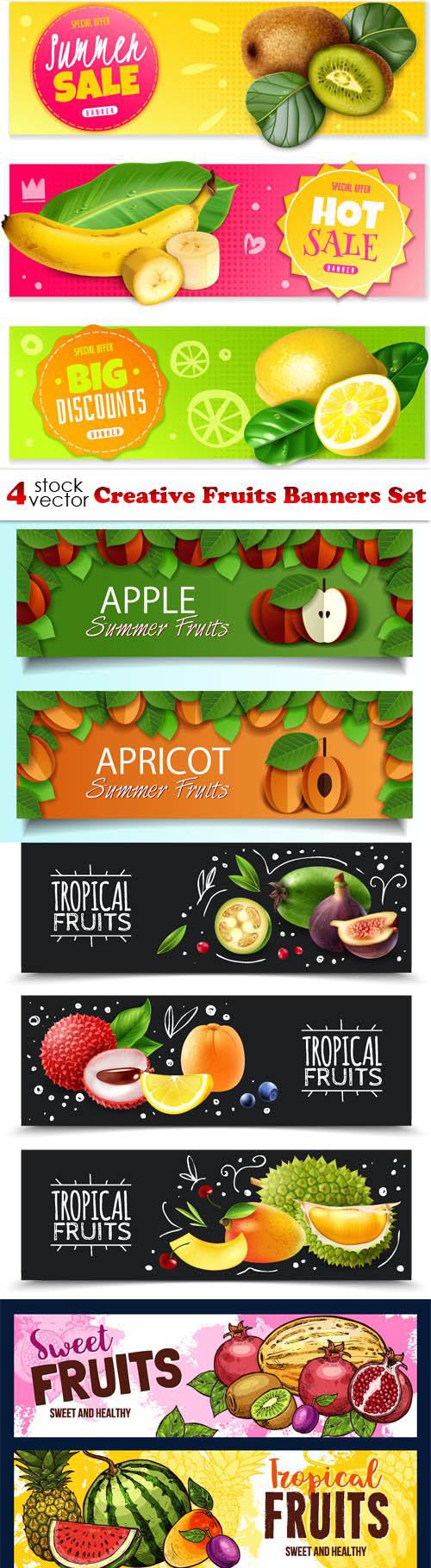 Creative Fruits Banners Set
