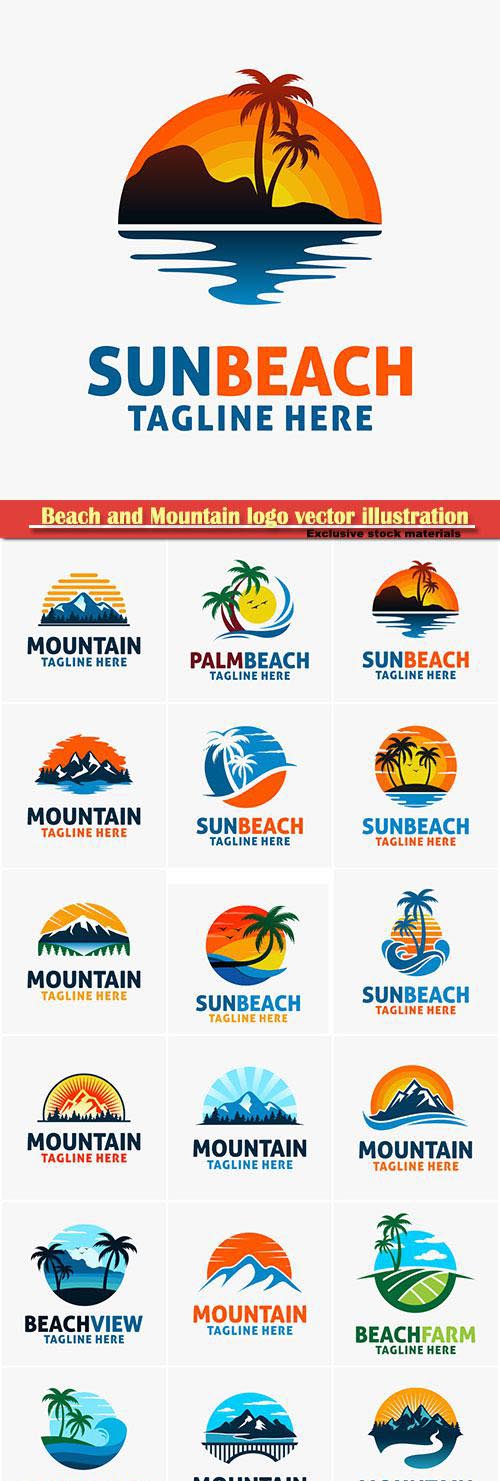 Beach and Mountain logo vector illustration