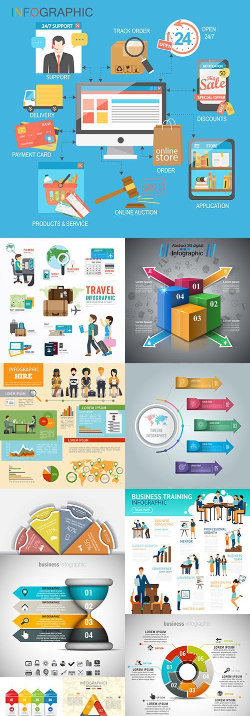 Business infographics options elements collection 32