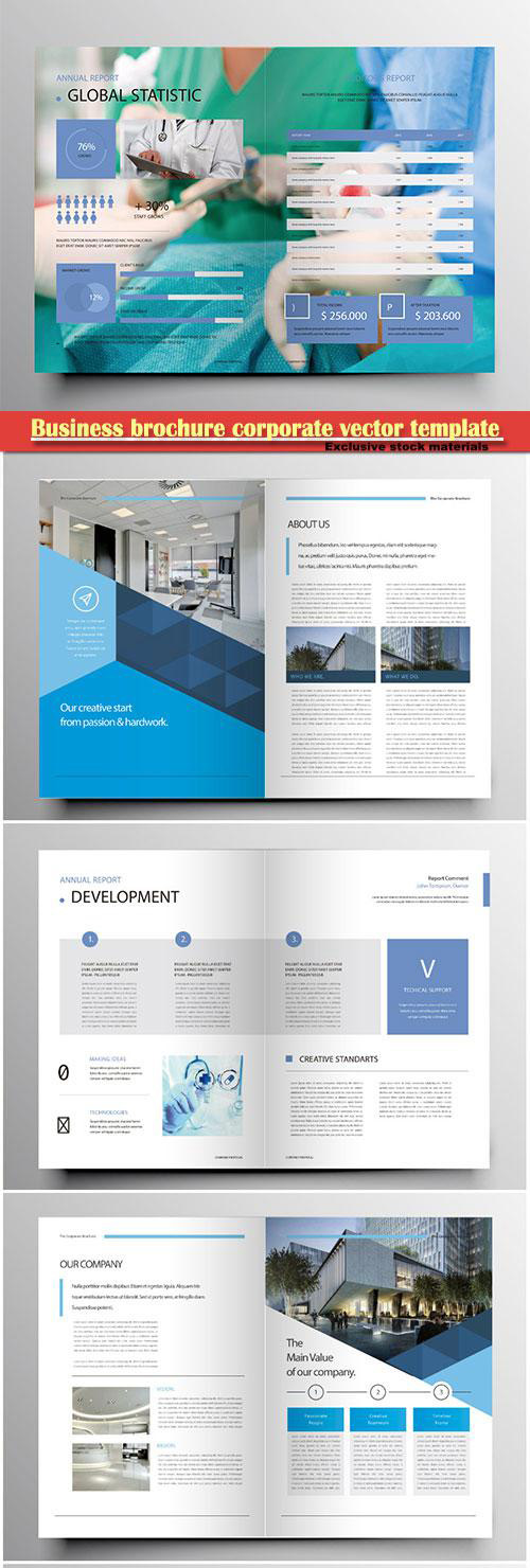 Business brochure corporate vector template, magazine flyer mockup # 29