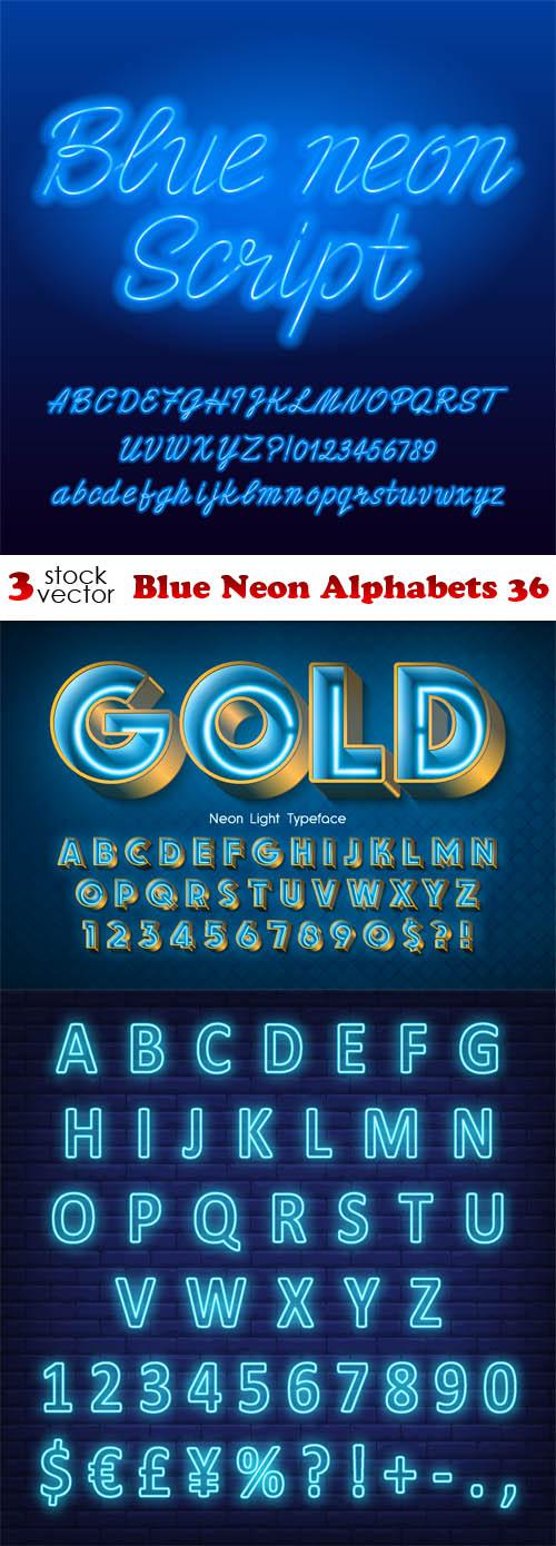 Blue Neon Alphabets 36