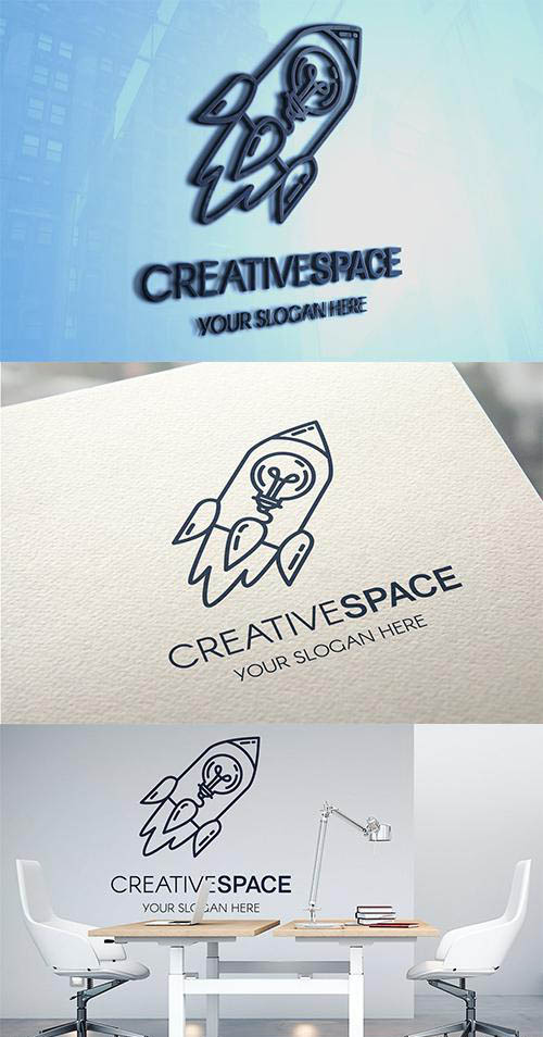 Creative Idea With Rocket Vector and PSD Logo