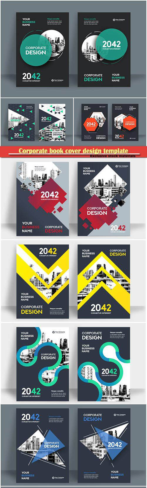 Corporate book cover design template, business vector flyer