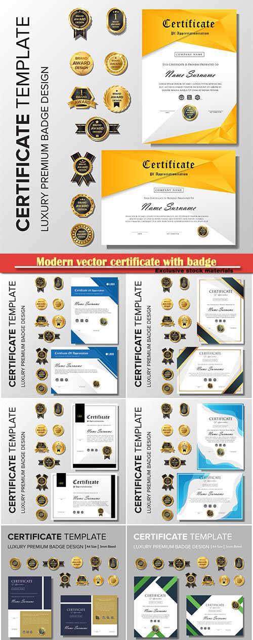 Modern vector certificate with badge