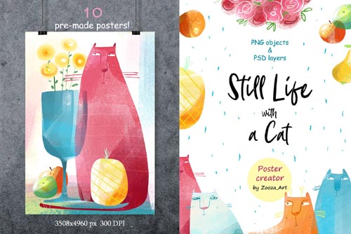 Still Life with Cat - poster creator - 3917565