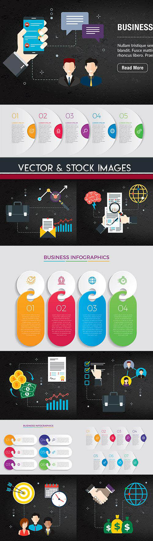 Business infographics options elements collection 75