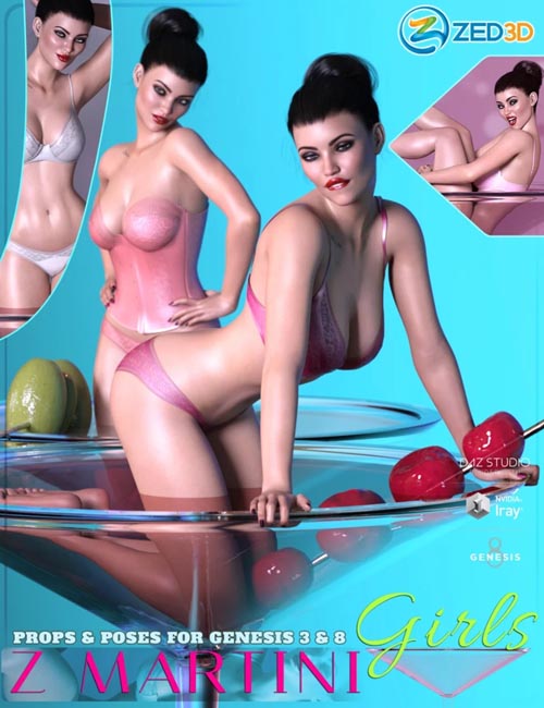 Z Martini Girls Prop and Poses for Genesis 3 and 8 Female