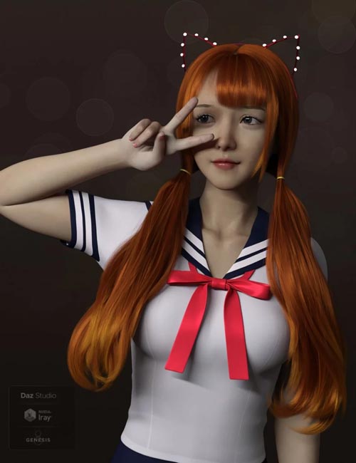 Qiqi Twintail Hair For Genesis 8 Female(s)