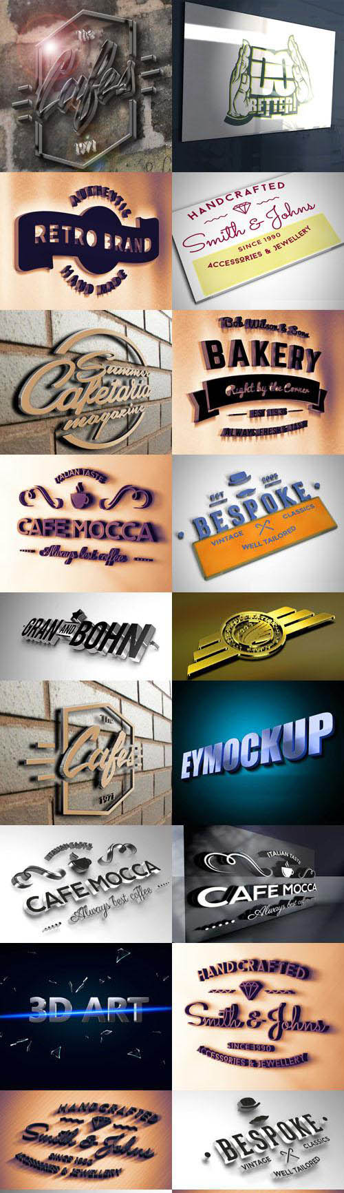 24 Awesome 3D Logo & Text Effect PSD Mockups