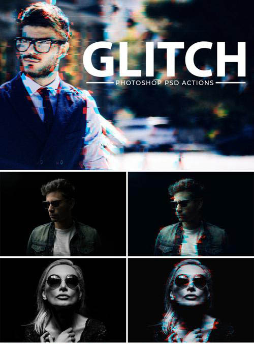 Glitch Effect & Vhs Effect Photoshop Action