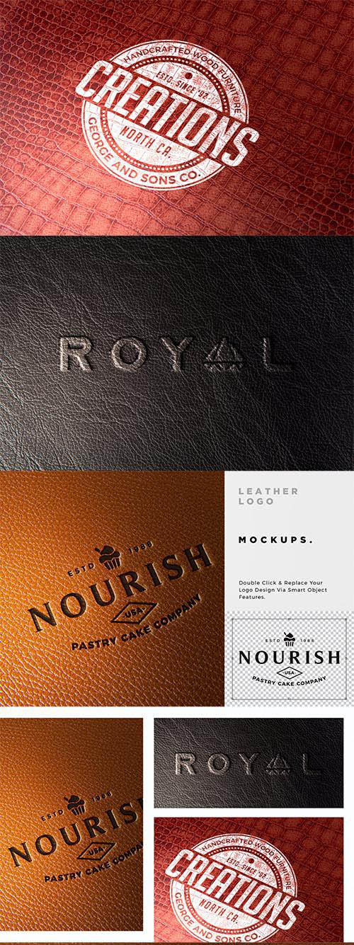 Leather Branding logo mockups PSD