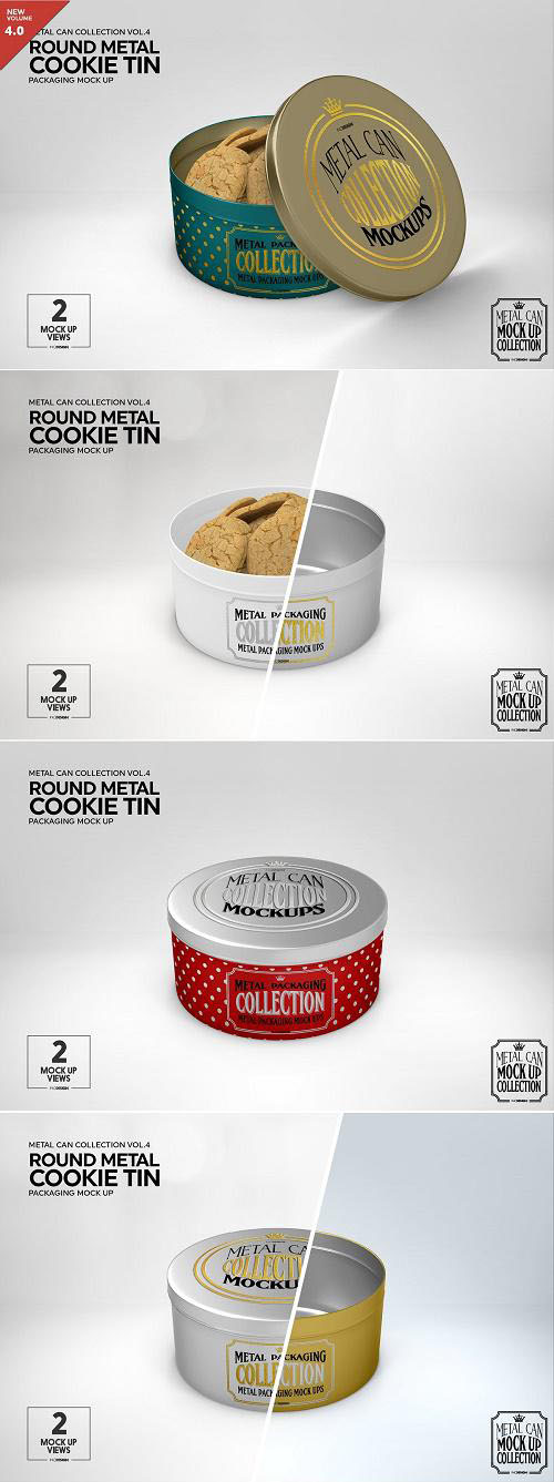 Metal Round Cookie Tin Mockup - 3882985