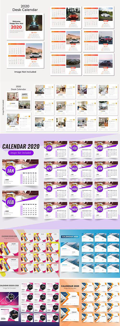 Desk and Wall Calendar 2020 Vector Pack vol.1