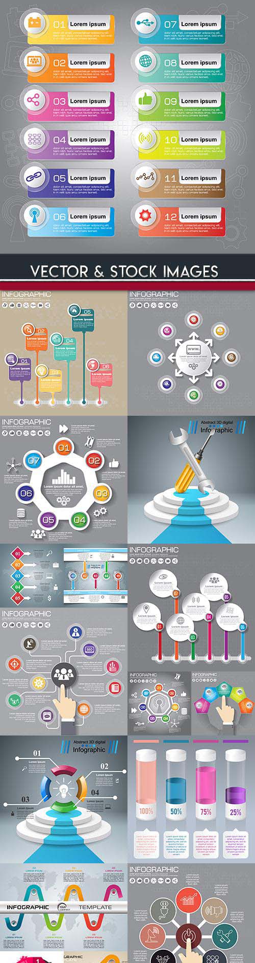 Business infographics options elements collection 80