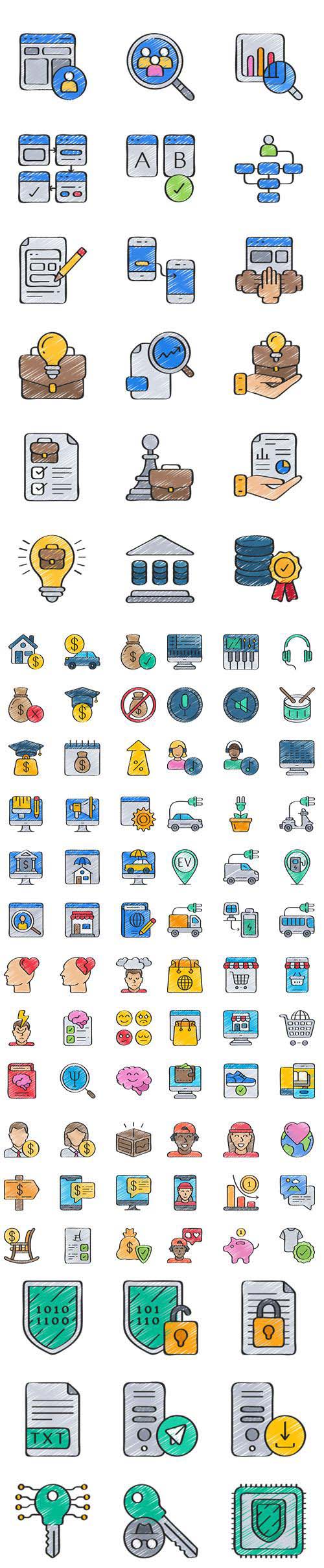Big Icons Pack in 5 styles (Flat, Outline, Solid, Sketchy, Soft-Fill)