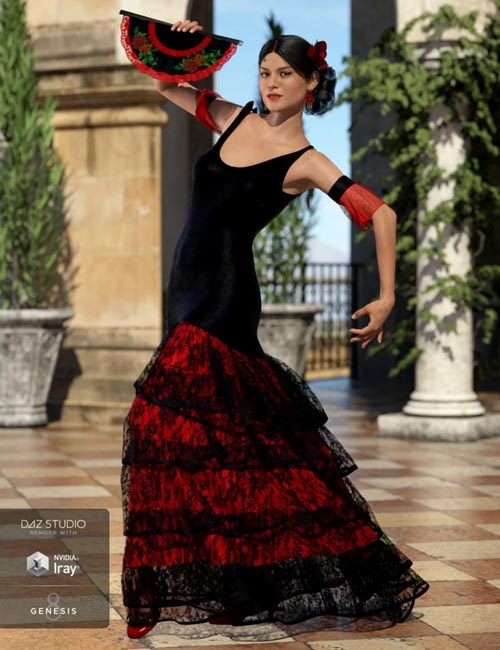 dForce Flamenco Dancer Outfit for Genesis 8 Female(s)