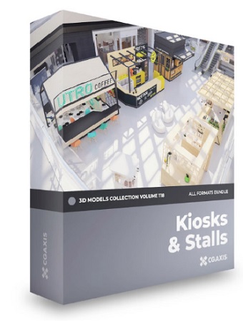 CGAxis 3D Models - Volume 118 - Kiosks & Stalls