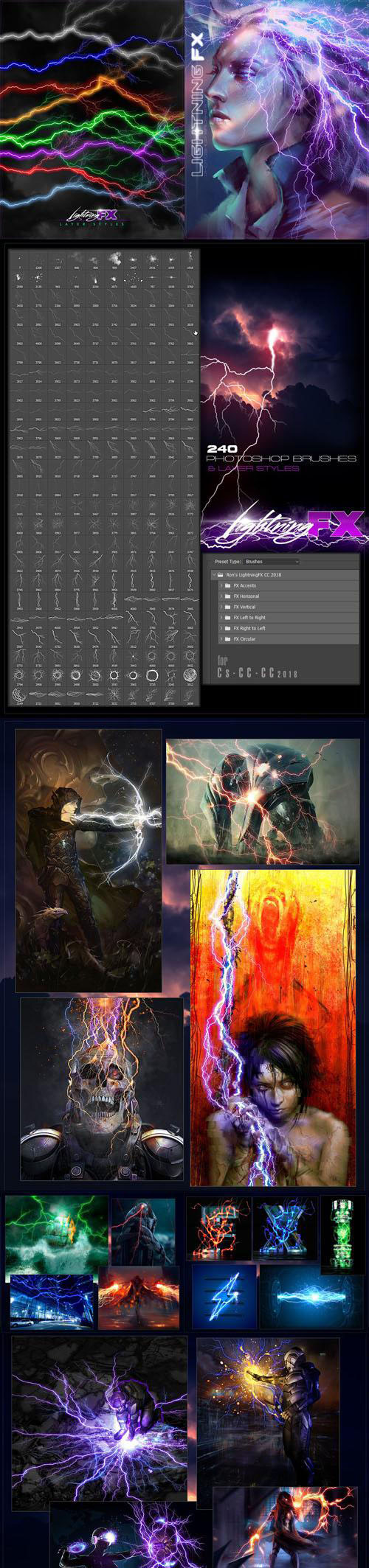 Rons Lightning FX Brushes & Styles for Photoshop