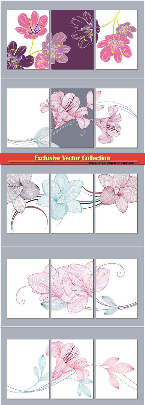 Vector paintings with flowers
