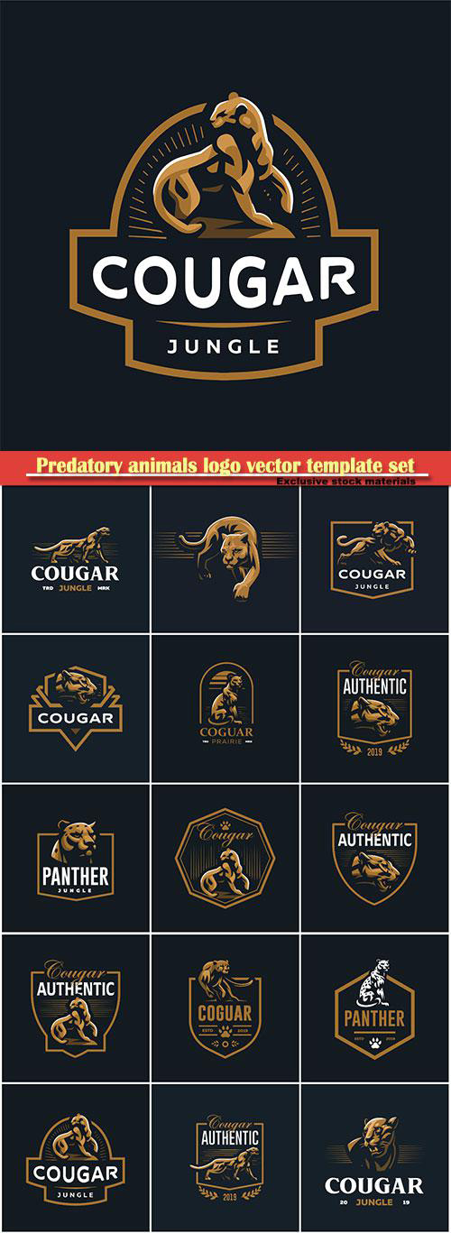 Predatory animals logo vector template set
