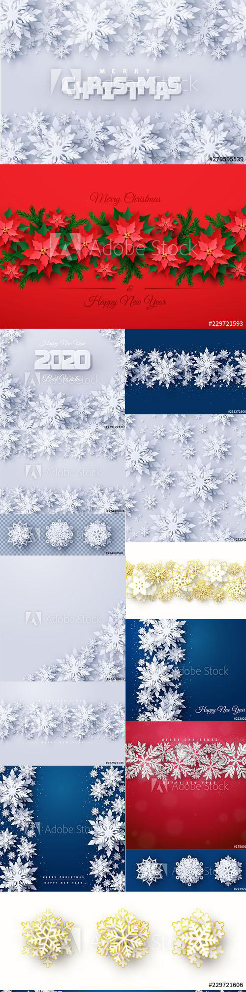 Vector set of New Year 2020 and Christmas Design AI Backgrounds Vol3