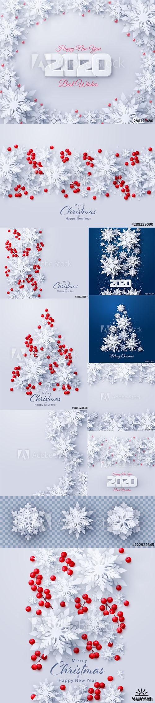 Vector set of New Year 2020 and Christmas Design AI Backgrounds Vol1