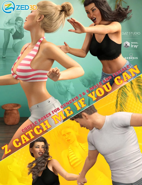 Z Catch Me If You Can Couple Poses for Genesis 3 and 8