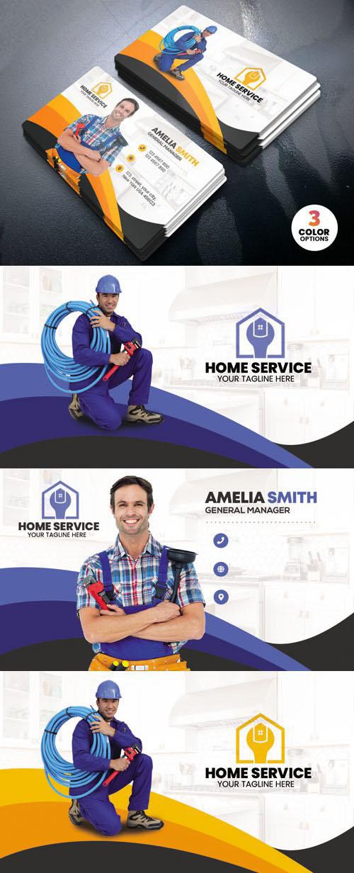 Home Service - Plumber Business Card PSD Template
