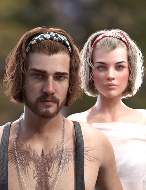 Sayrion Headband Hair Set for Genesis 8 Male(s) and Female(s)