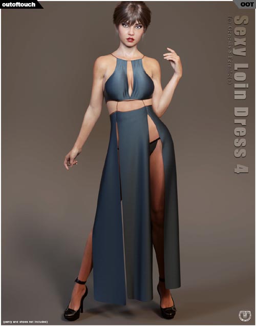dForce Sexy Loin Dress 4 for Genesis 8 Females