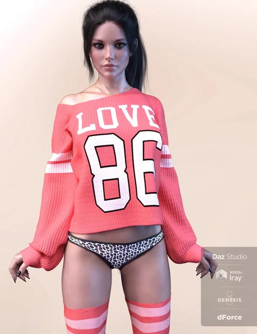 dForce X-Fashion Print Sweater Outfit for Genesis 8 Female(s)