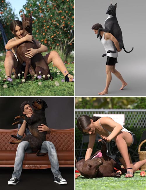 Fun Poses for Daz Dog 8 and Victoria 8 and Michael 8