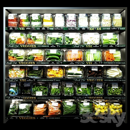 Shelves with vegetables