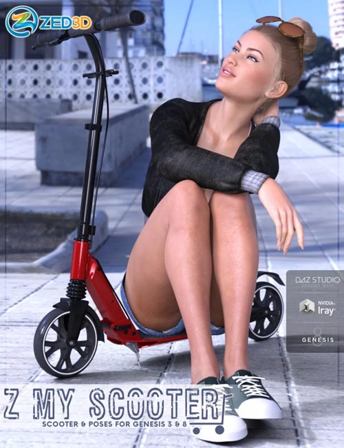Z My Scooter Prop and Poses for Genesis 3 and 8
