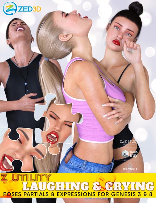 Z Utility Laughing and Crying Poses and Expressions for Genesis 3 and 8