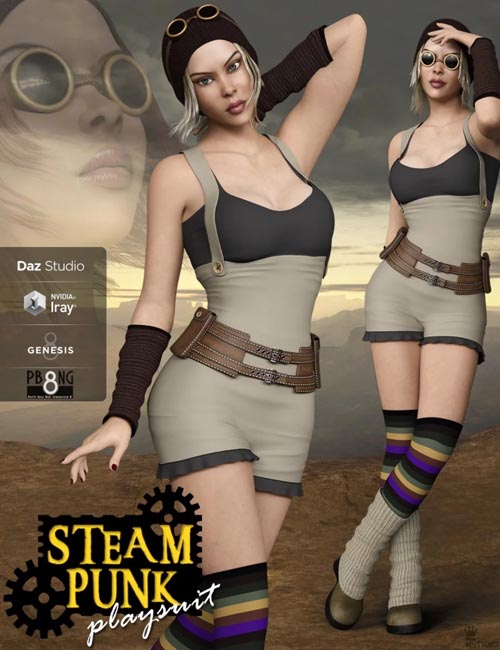 Steampunk Playsuit Outfit Set for Genesis 8 Female(s)