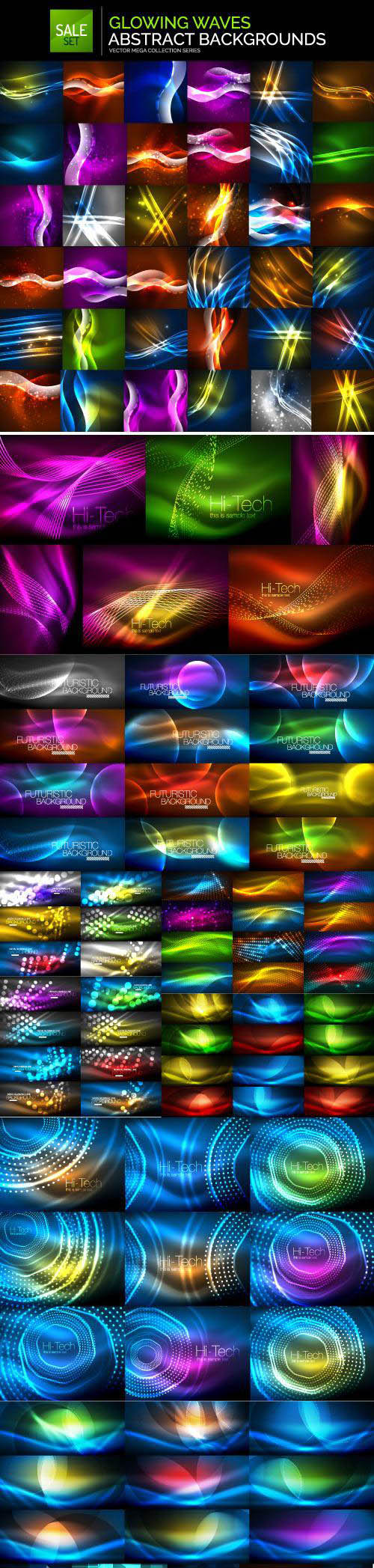 Mega collection of neon glowing waves # 2