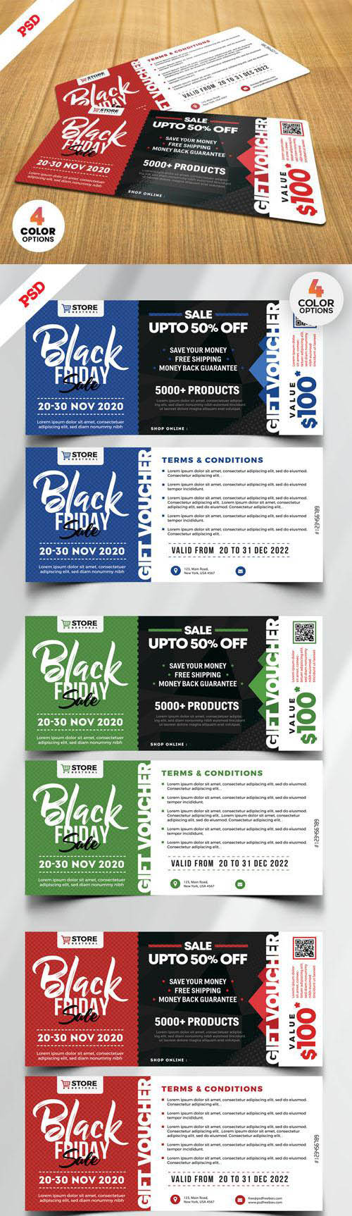Black Friday Sale Voucher Design PSD Templates