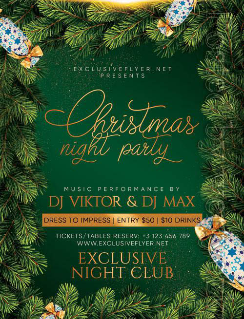 Christmas night party - Premium flyer psd template