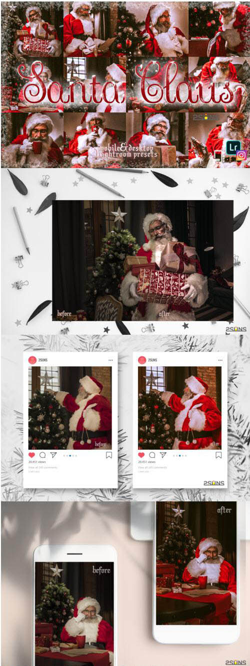 5 Santa Claus lightroom presets winter preset Christmas - 392807