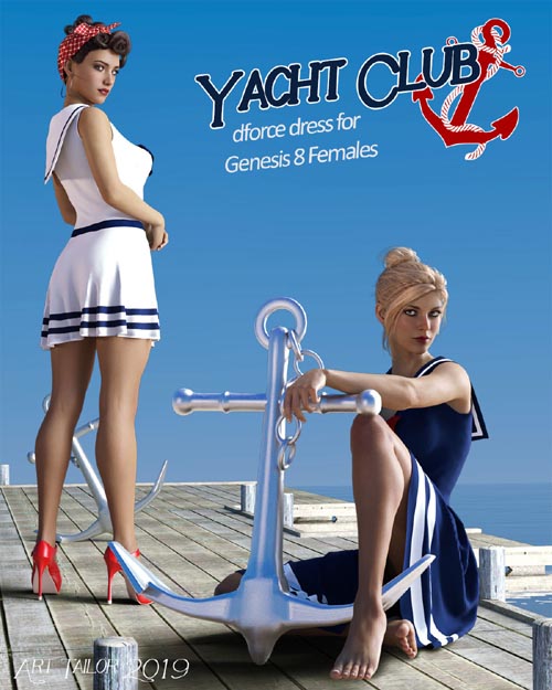 Yacht Club dForce dress for Genesis 8 Females