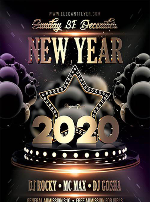 Dark New Year Party V2711 2019 Premium PSD Flyer Template