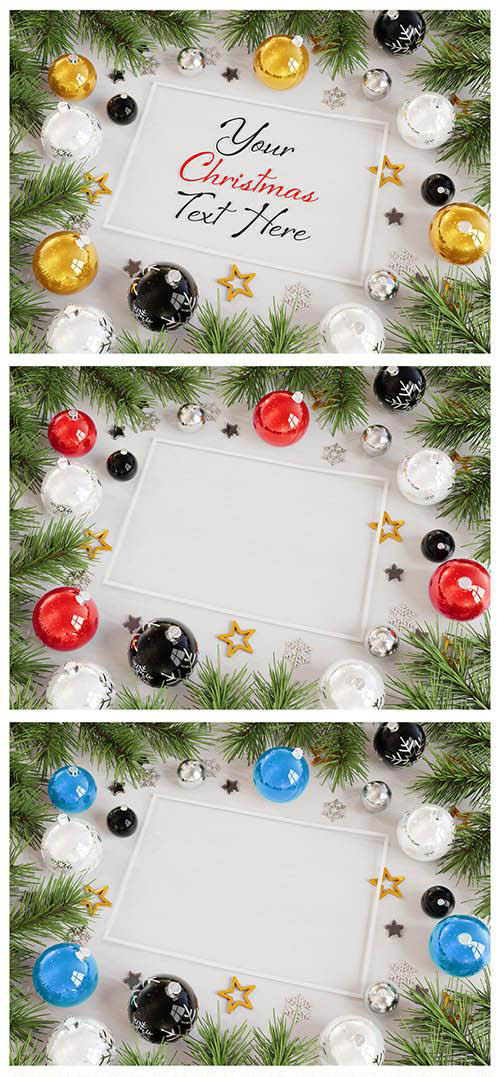 Christmas Card with Ornaments Mockup 232193854 PSDT