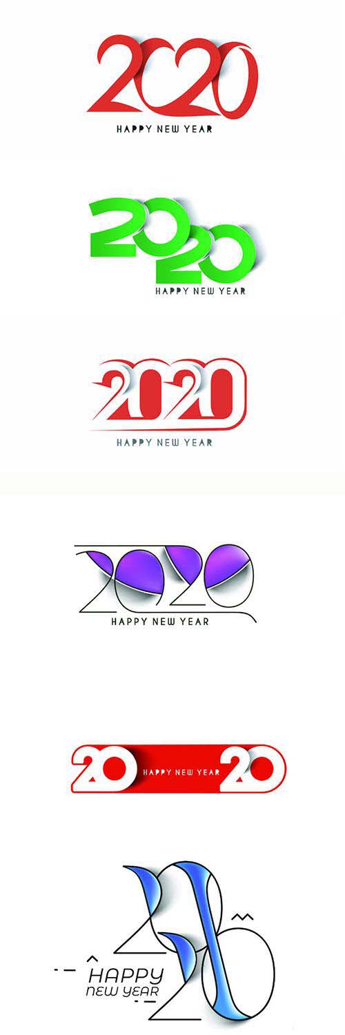 Happy New Year 2020 text design patter, vector illustration