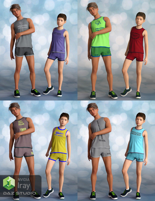 School Sports Outfits for Gym Wear for Genesis 8 Males