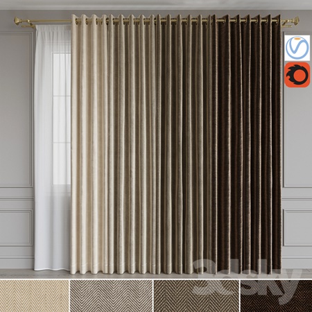 A set of curtains on the rings 15. Beige range