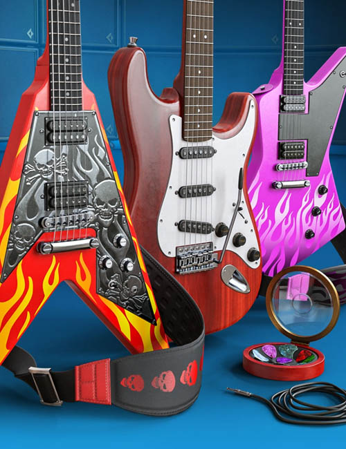 Electric Guitar Collection for Genesis 8 and Genesis 3 Male and Female