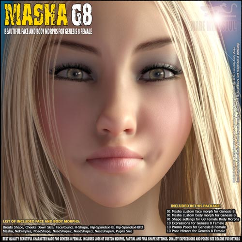 Masha - Beautiful Face and Body morphs for Genesis 8
